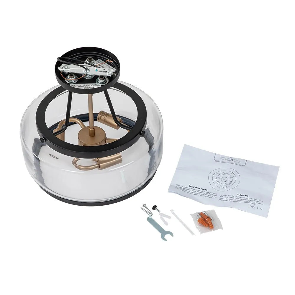 Contemporary 3-Light Clear Glass Drum Semi-Flush Mount