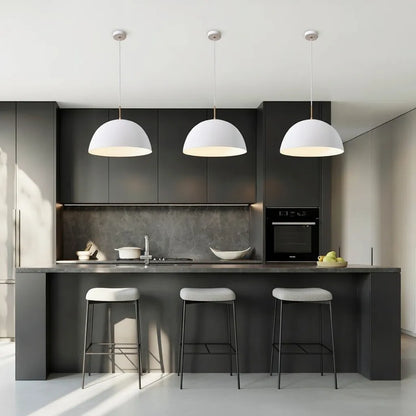 1-Light Modern Minimalist White Dome Pendant Light
