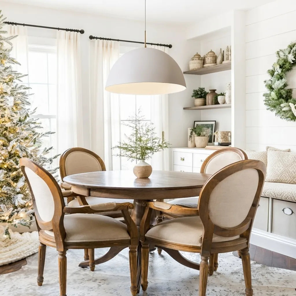 Cassia Minimalist White Metal Dome Pendant Light