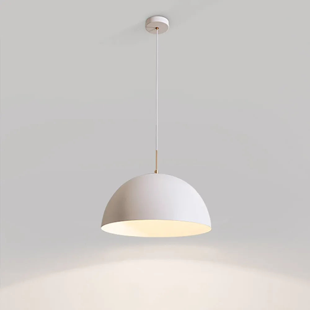 Cassia Minimalist White Metal Dome Pendant Light