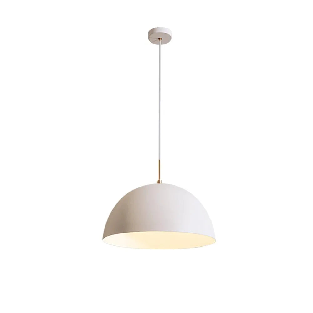Cassia Minimalist White Metal Dome Pendant Light