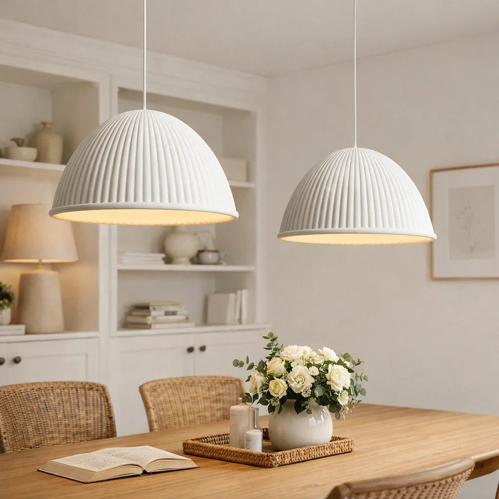 Hannelore Modern Ribbed Resin Dome Pendant Light