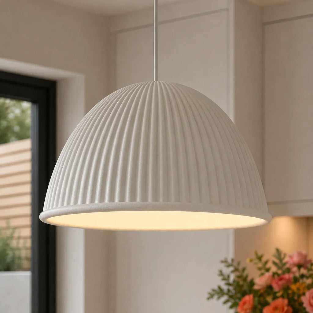 Hannelore Modern Ribbed Resin Dome Pendant Light