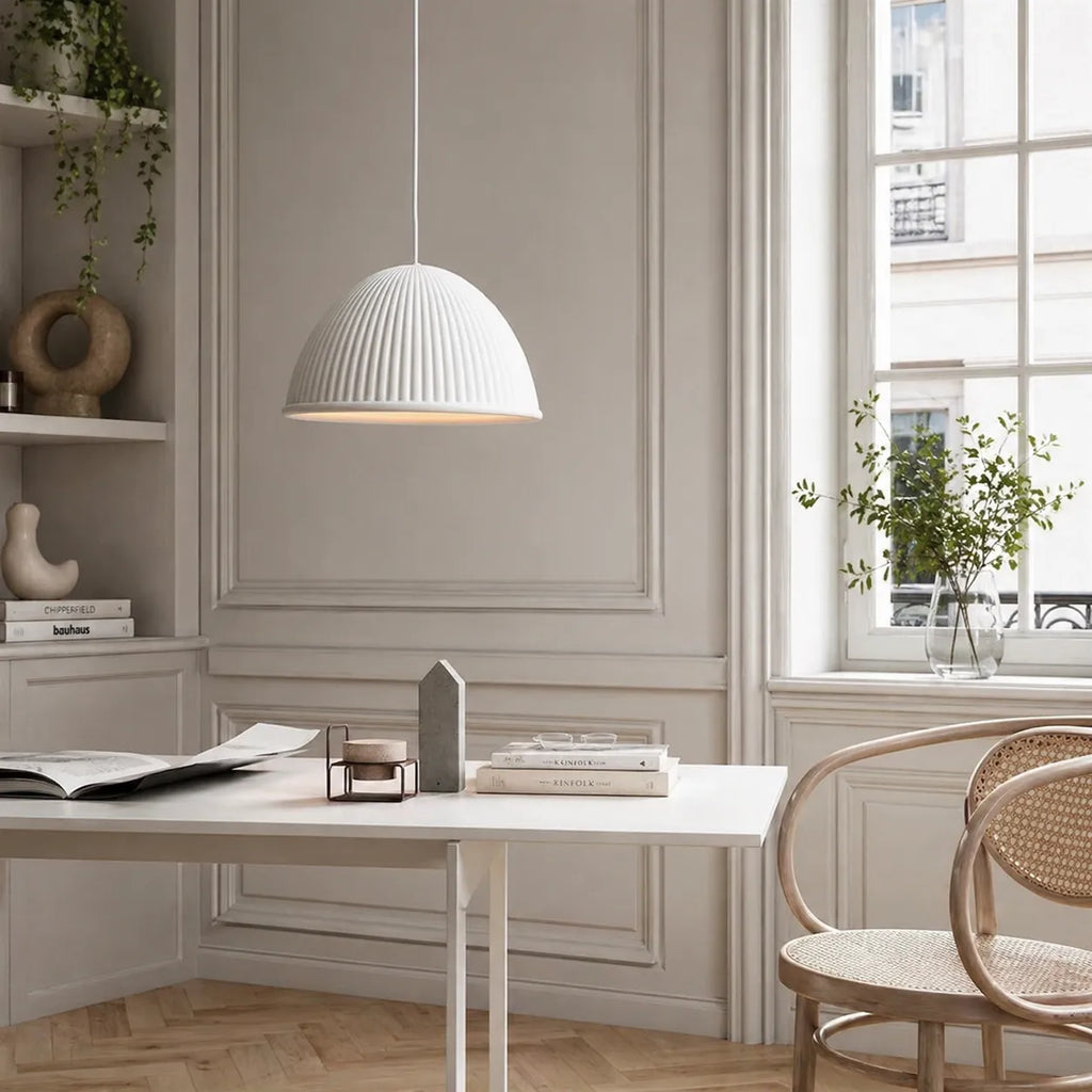 Hannelore Modern Ribbed Resin Dome Pendant Light