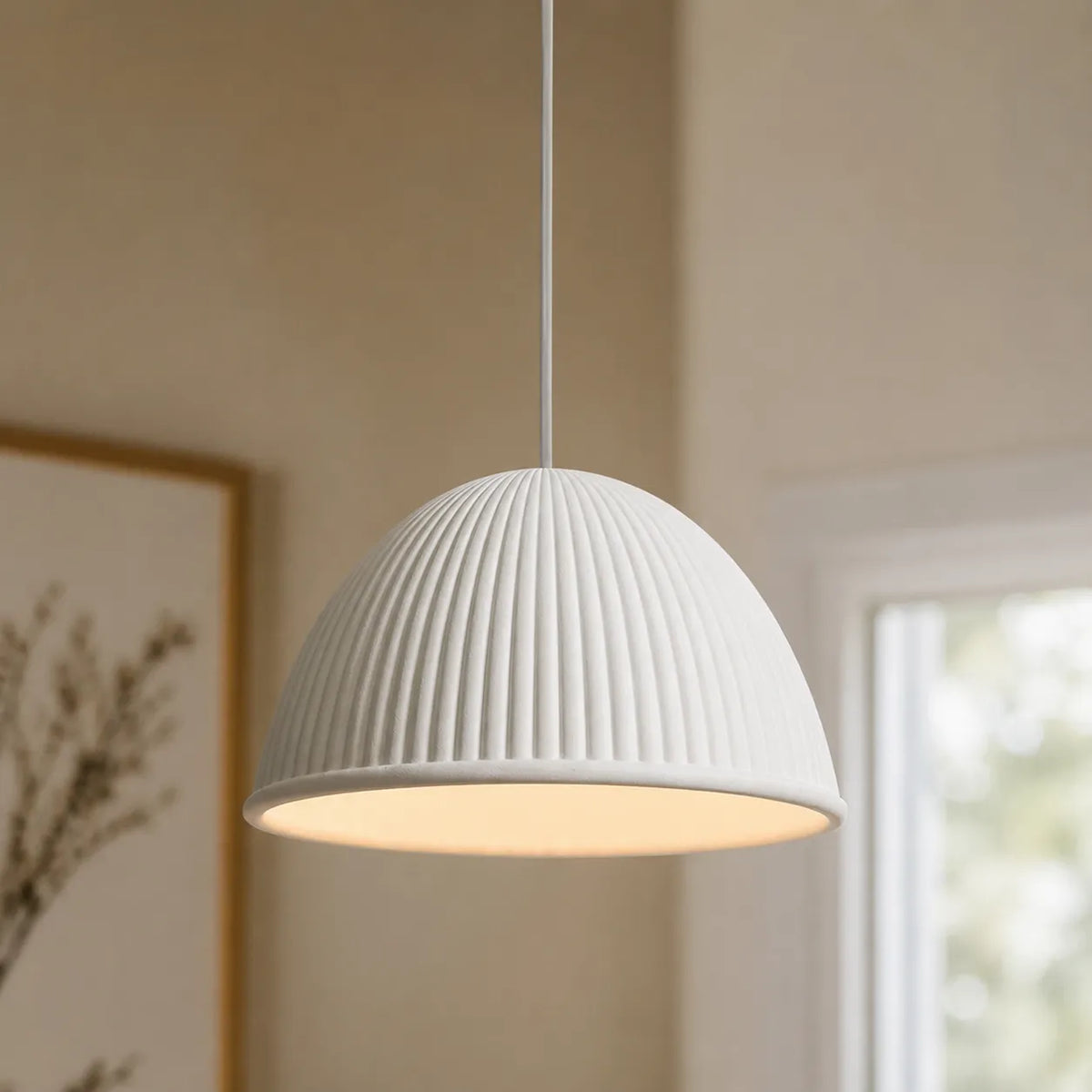 Hannelore Modern Ribbed Resin Dome Pendant Light