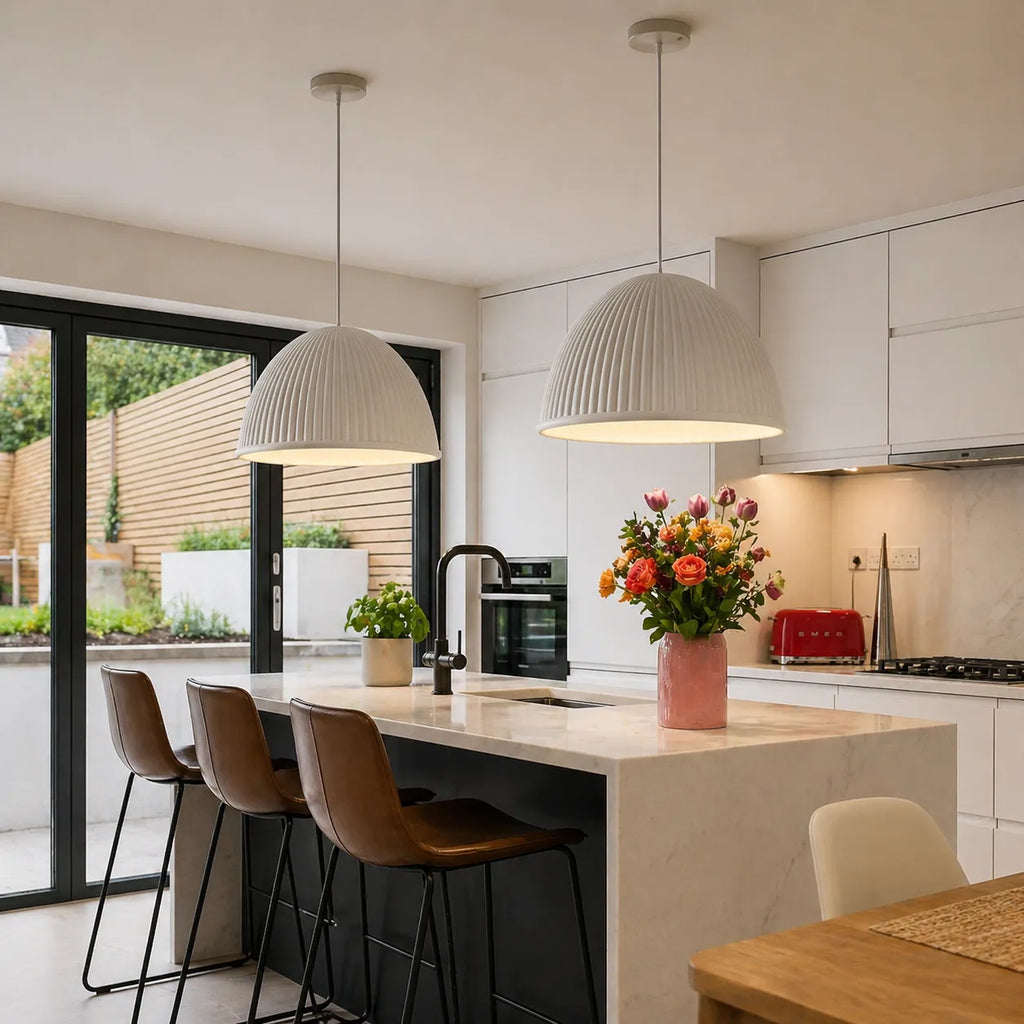 Hannelore Modern Ribbed Resin Dome Pendant Light