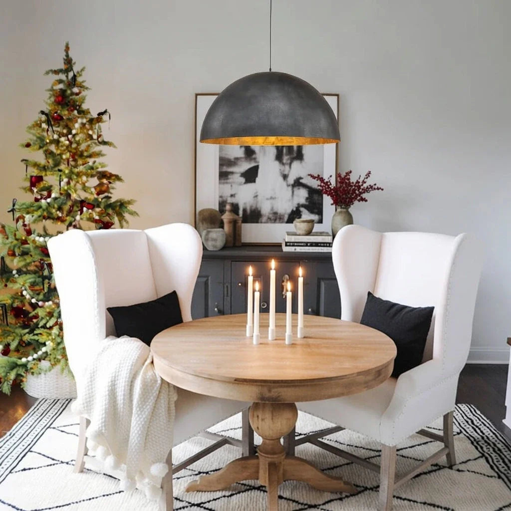 Damon Industrial Oversized Metal Dome Pendant Light