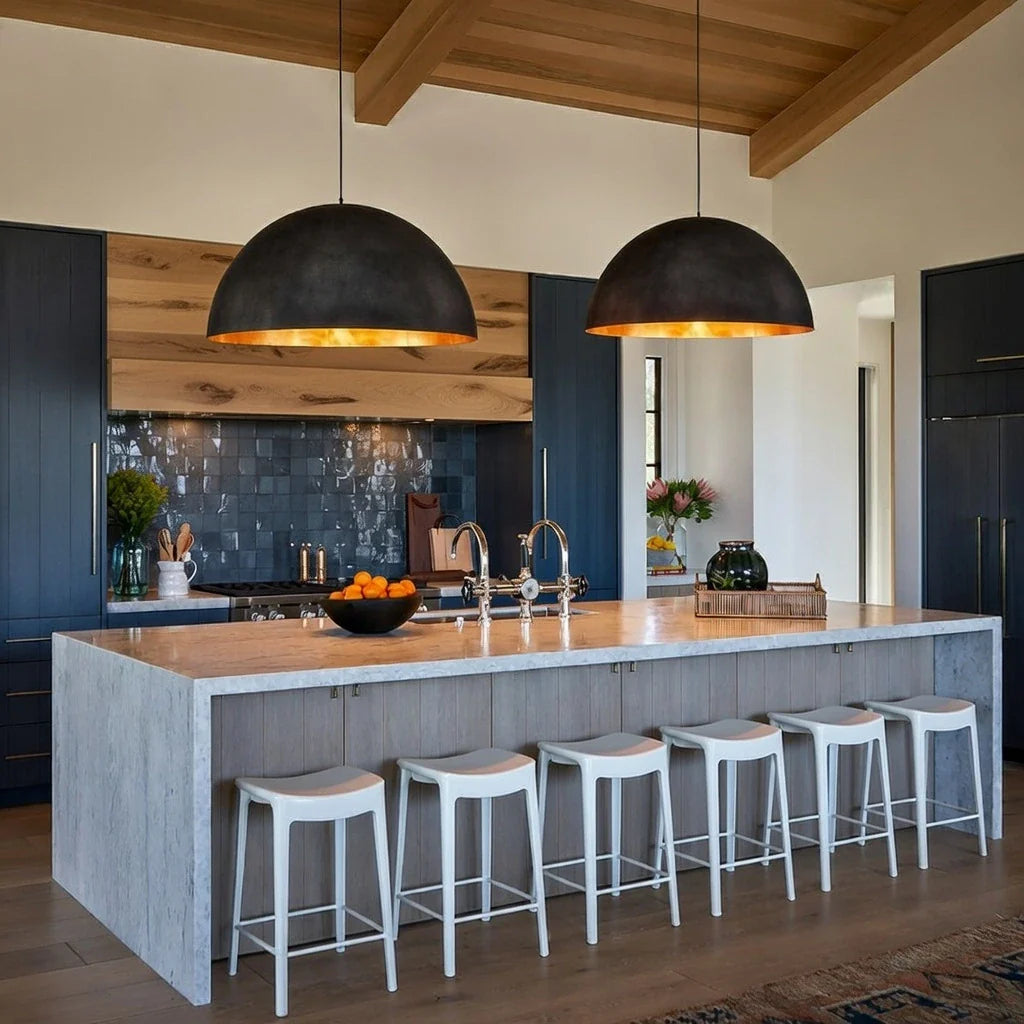 Damon Industrial Oversized Metal Dome Pendant Light
