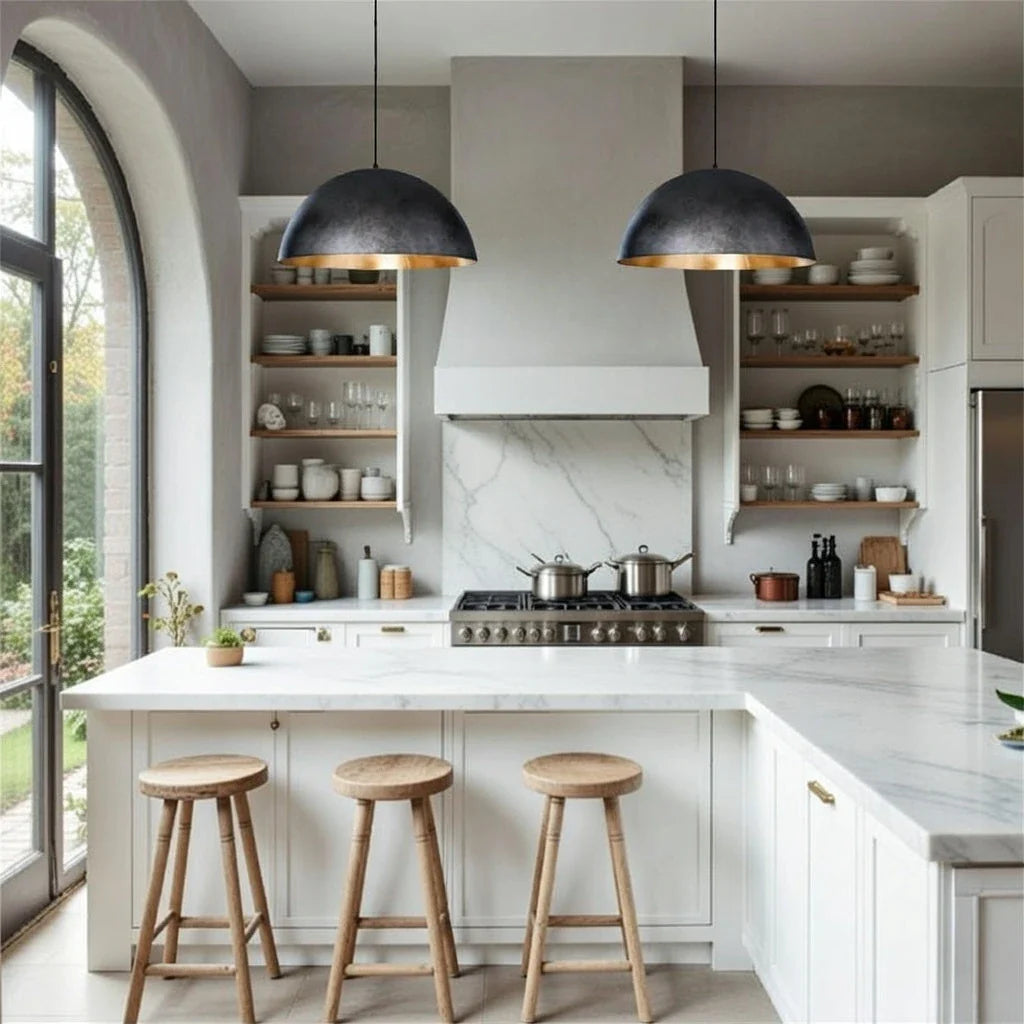 Damon Industrial Oversized Metal Dome Pendant Light