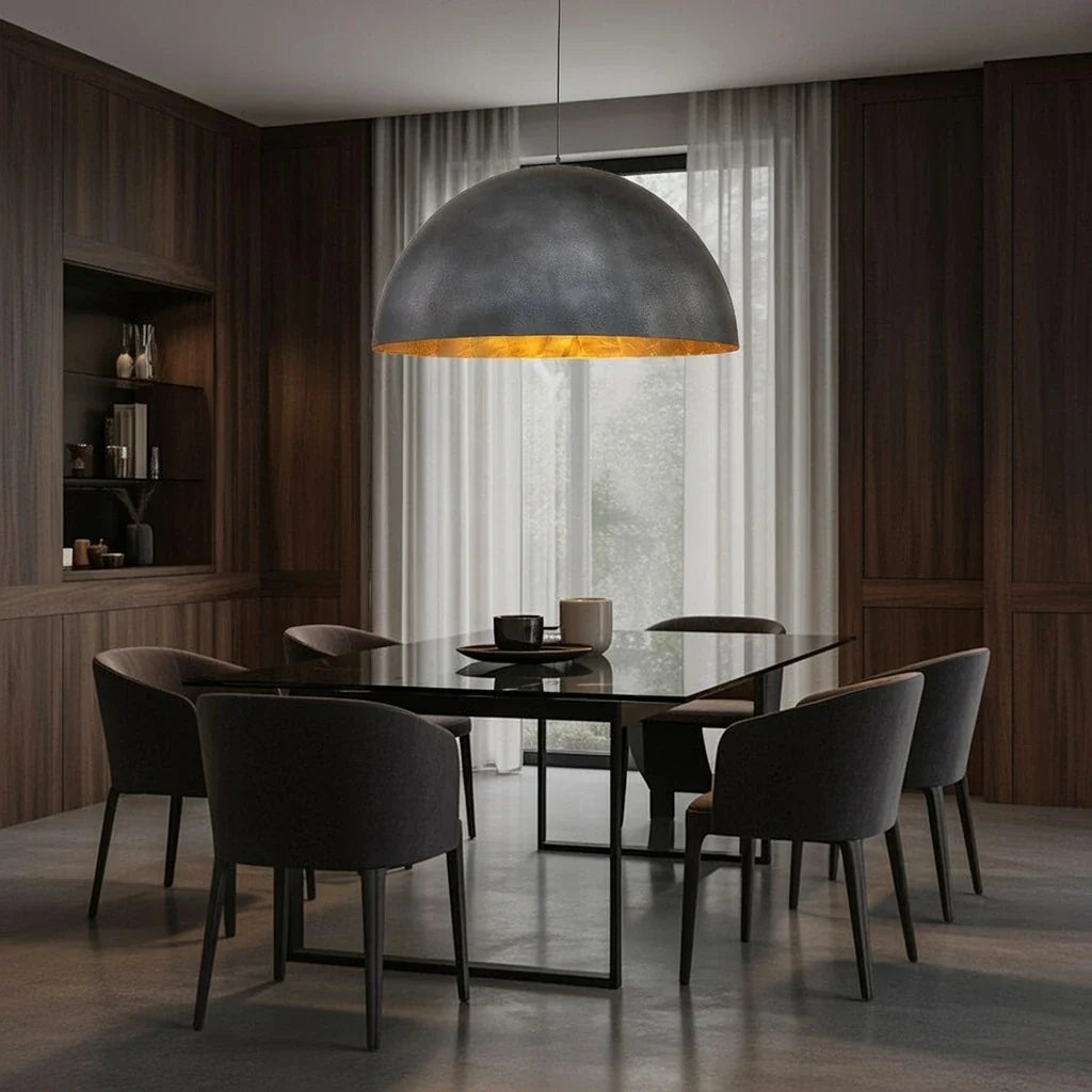 Damon Industrial Oversized Metal Dome Pendant Light