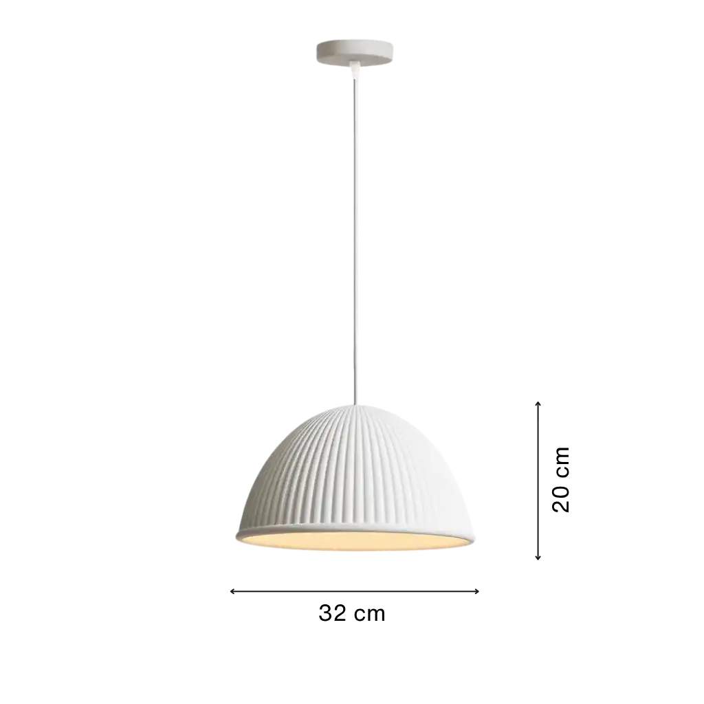 1-Light Modern Resin Dome Pendant Light with Ribbed Shade
