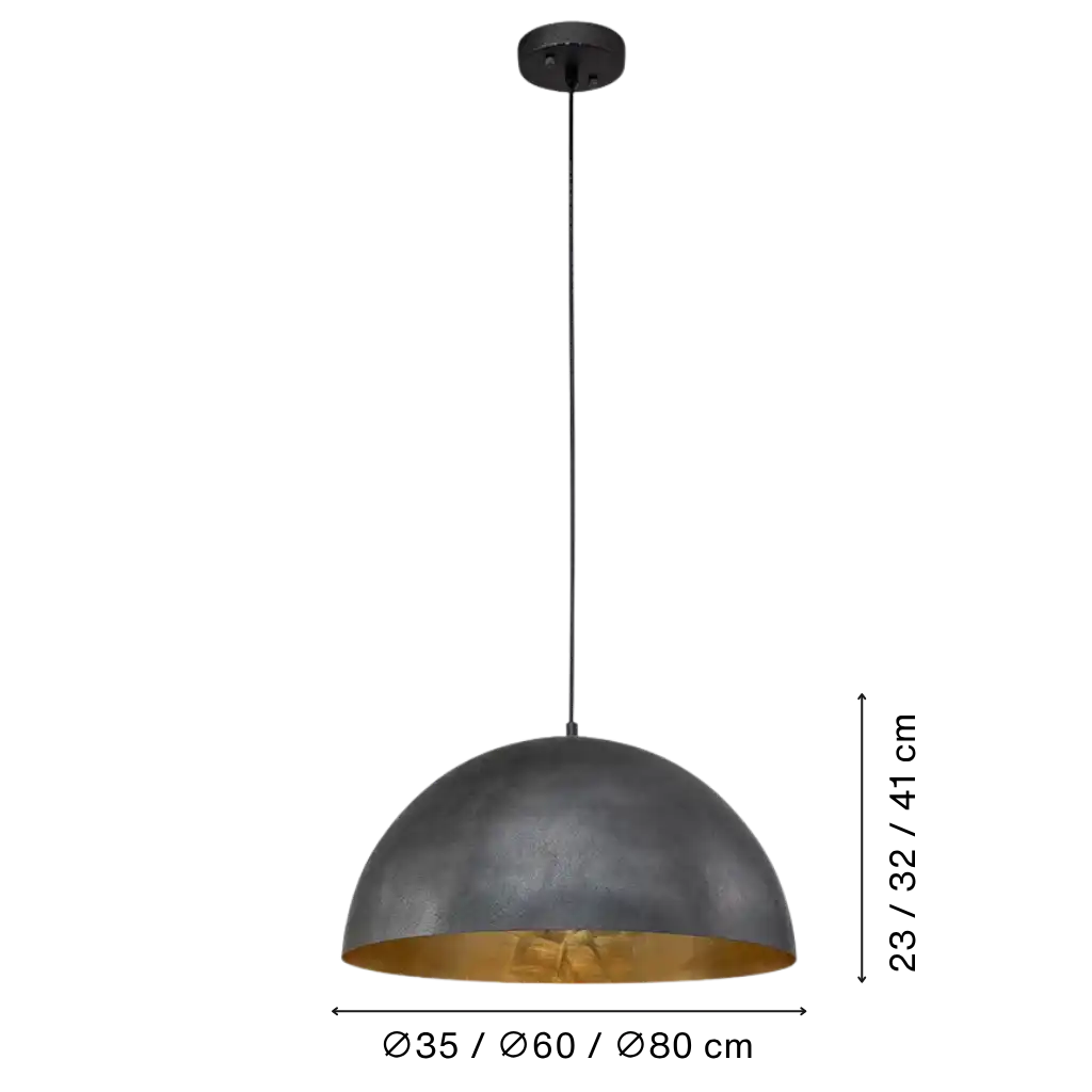 1-Light Oversized Industrial Metal Dome Pendant Light