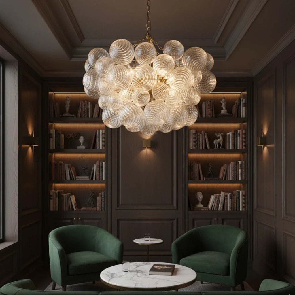 Eleni Modern Ribbed Glass Bubble Chandelier