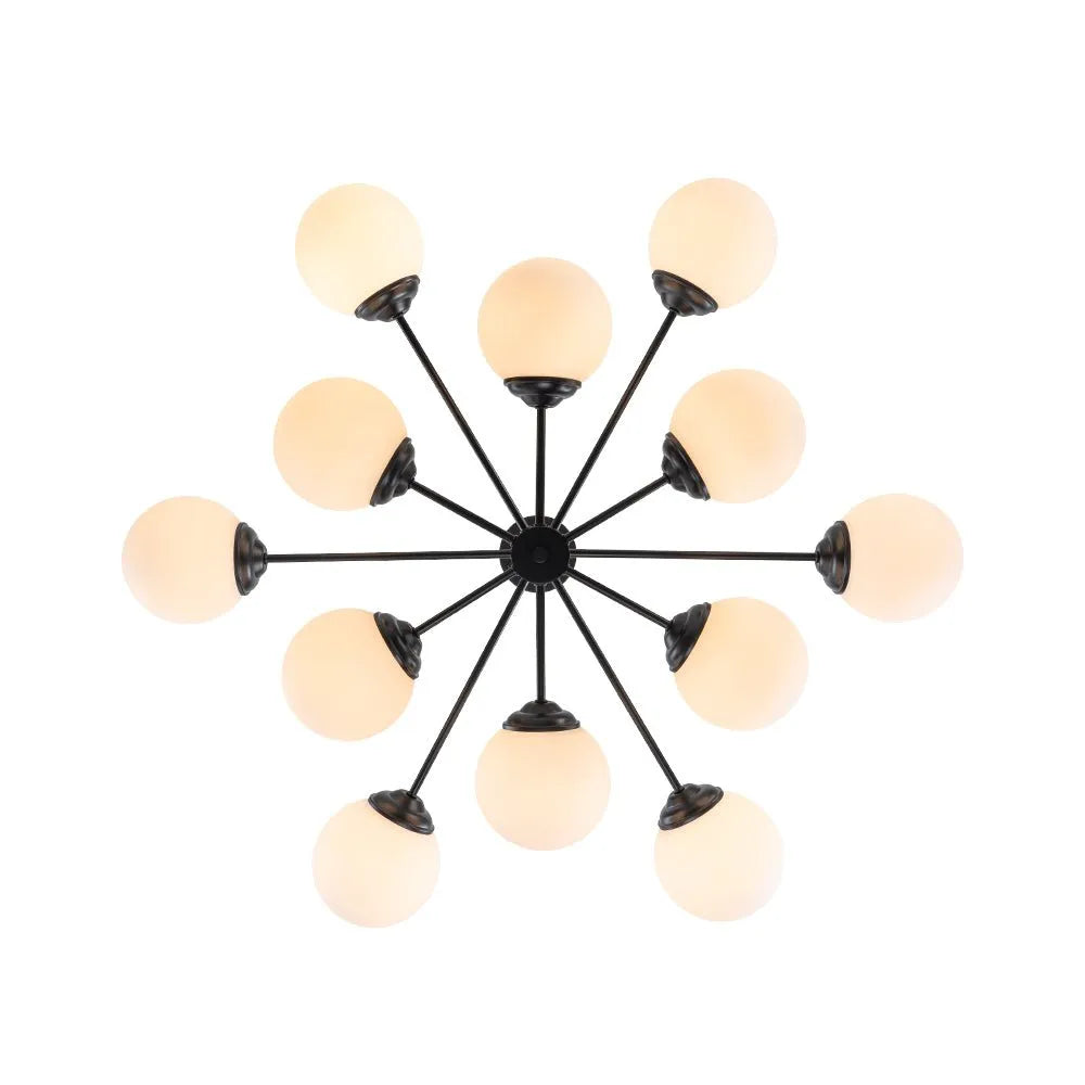 Magnus Mid-Century 12-Light Frosted Glass Sputnik Chandelier