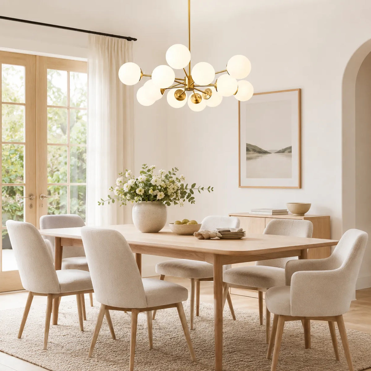 Magnus Mid-Century 12-Light Frosted Glass Sputnik Chandelier