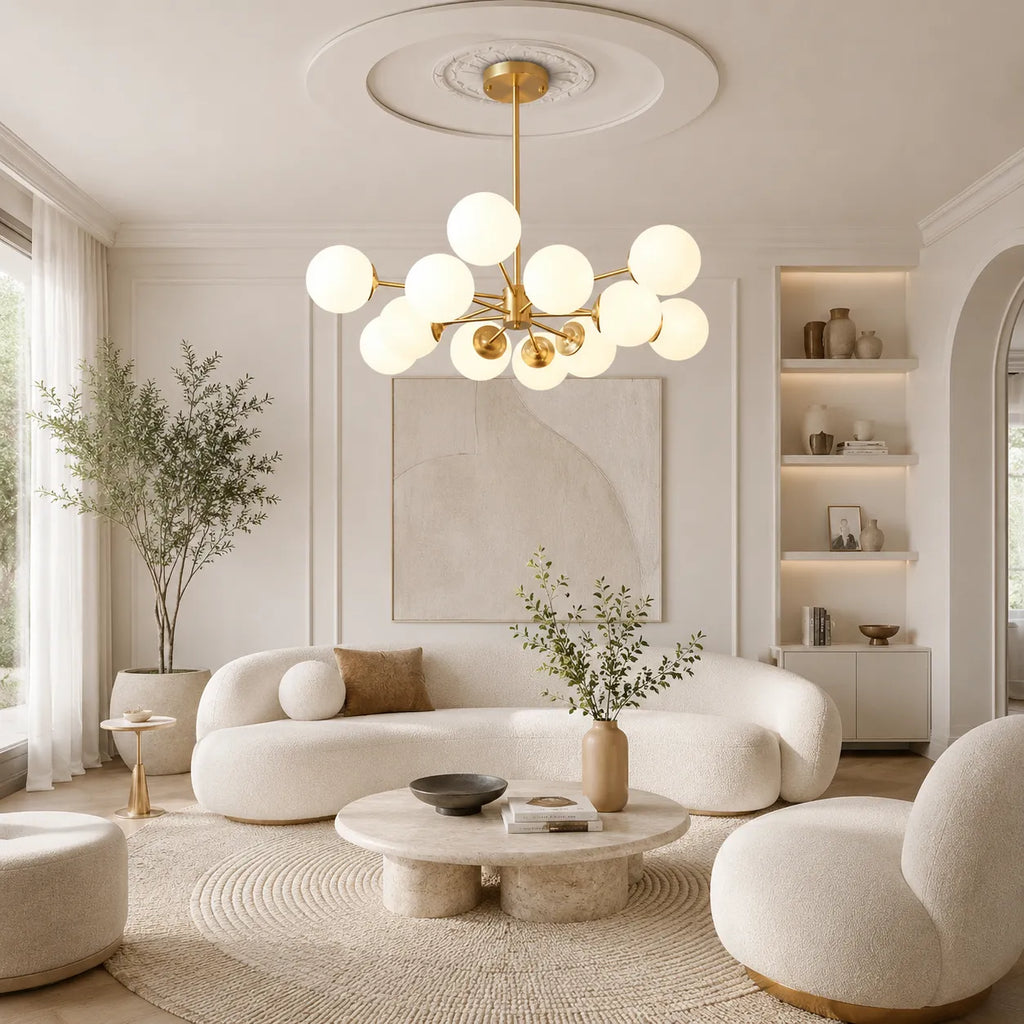Magnus Mid-Century 12-Light Frosted Glass Sputnik Chandelier