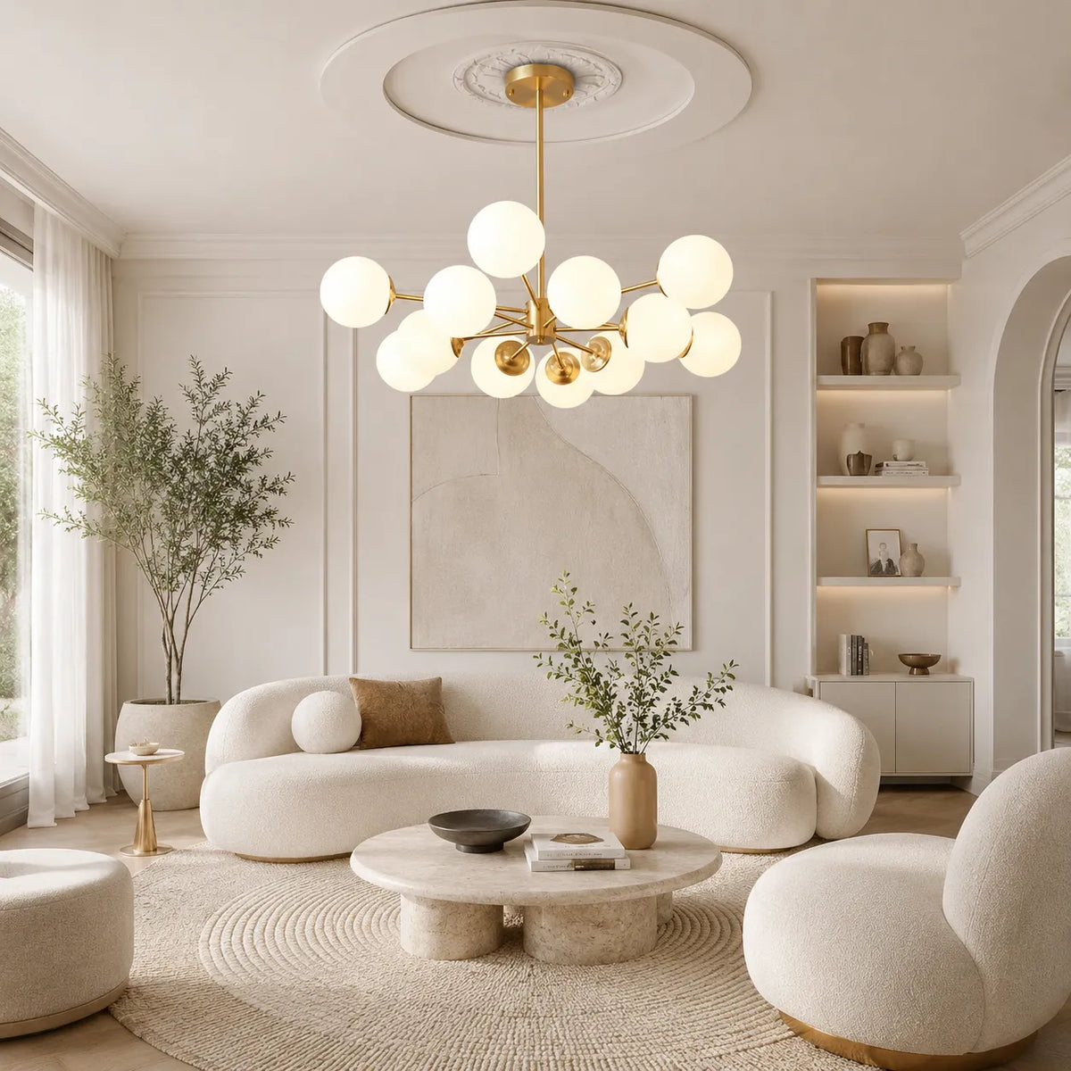 Magnus Mid-Century 12-Light Frosted Glass Sputnik Chandelier
