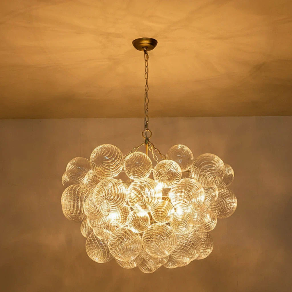 Eleni Modern Ribbed Glass Bubble Chandelier
