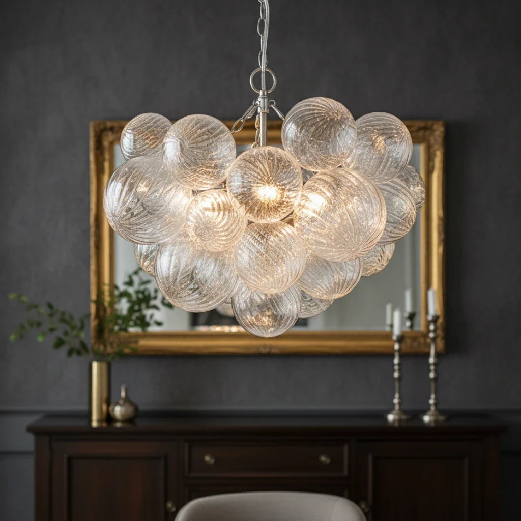 Eleni Modern Ribbed Glass Bubble Chandelier