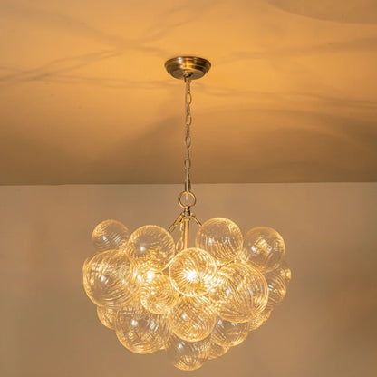 Clear Ribbed Glass Bubble Chandelier
