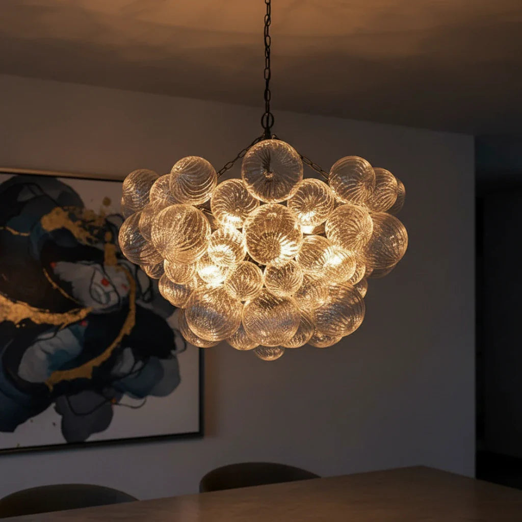 Eleni Modern Ribbed Glass Bubble Chandelier