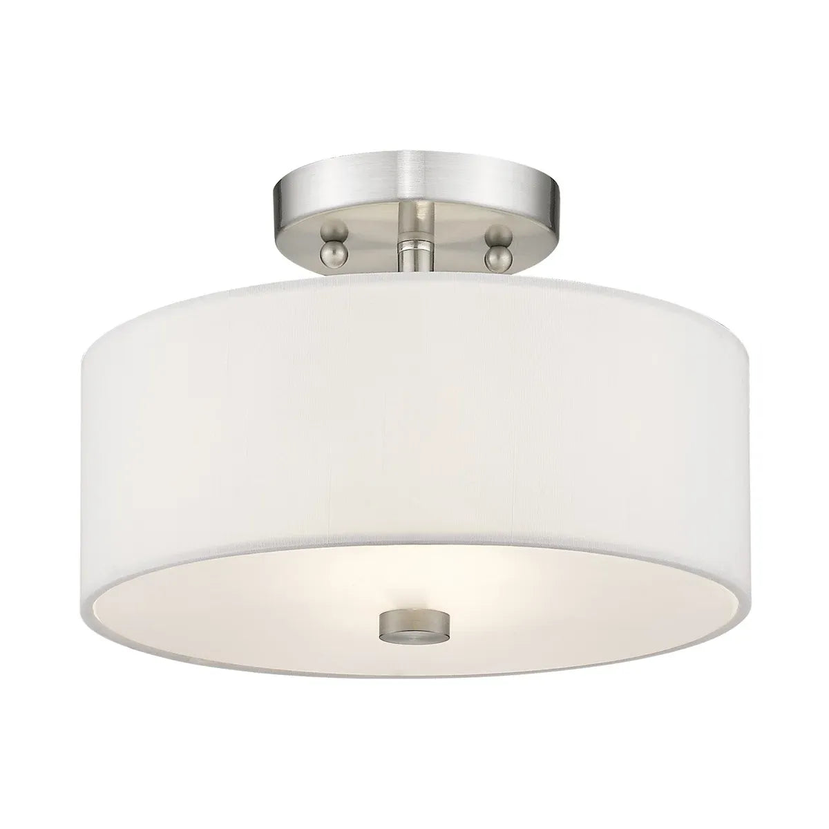 Yulia Scandinavian 2-Light Linen Drum Semi-Flush Ceiling Light