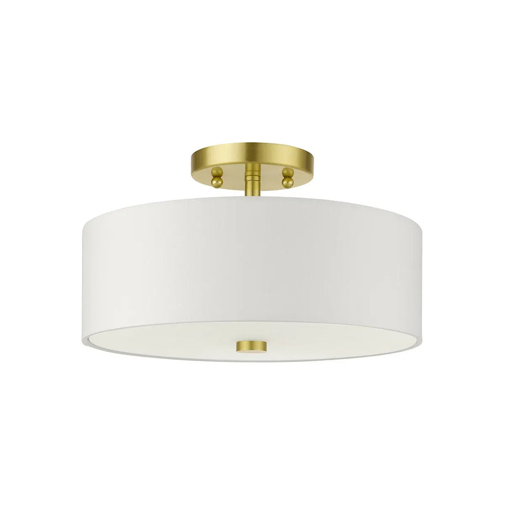 Yulia Scandinavian 2-Light Linen Drum Semi-Flush Ceiling Light