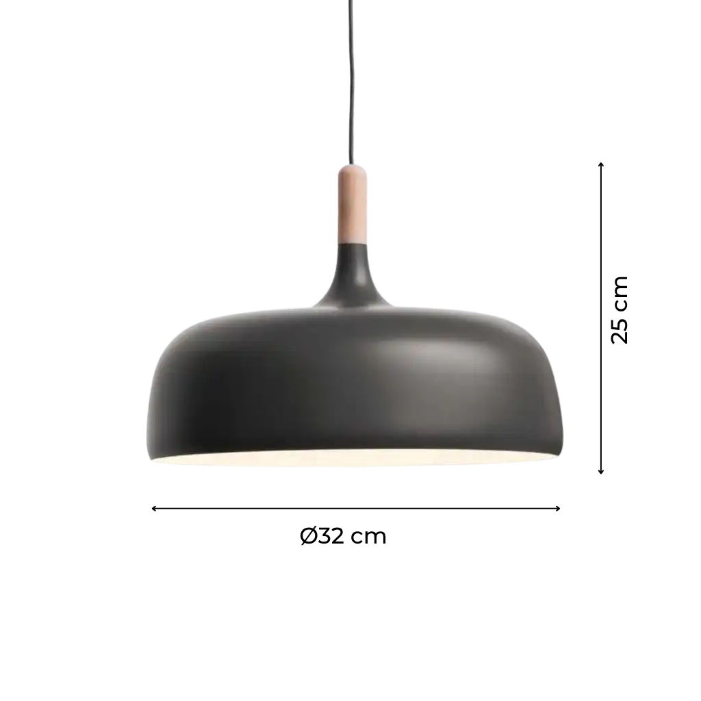 Wood and Metal Pendant Light with Minimal Form