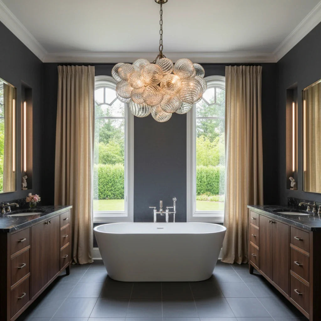 Eleni Modern Ribbed Glass Bubble Chandelier