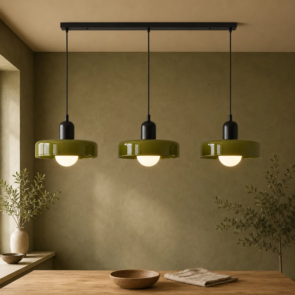 Yvette Bauhaus 3-Light Glass Linear Pendant Light