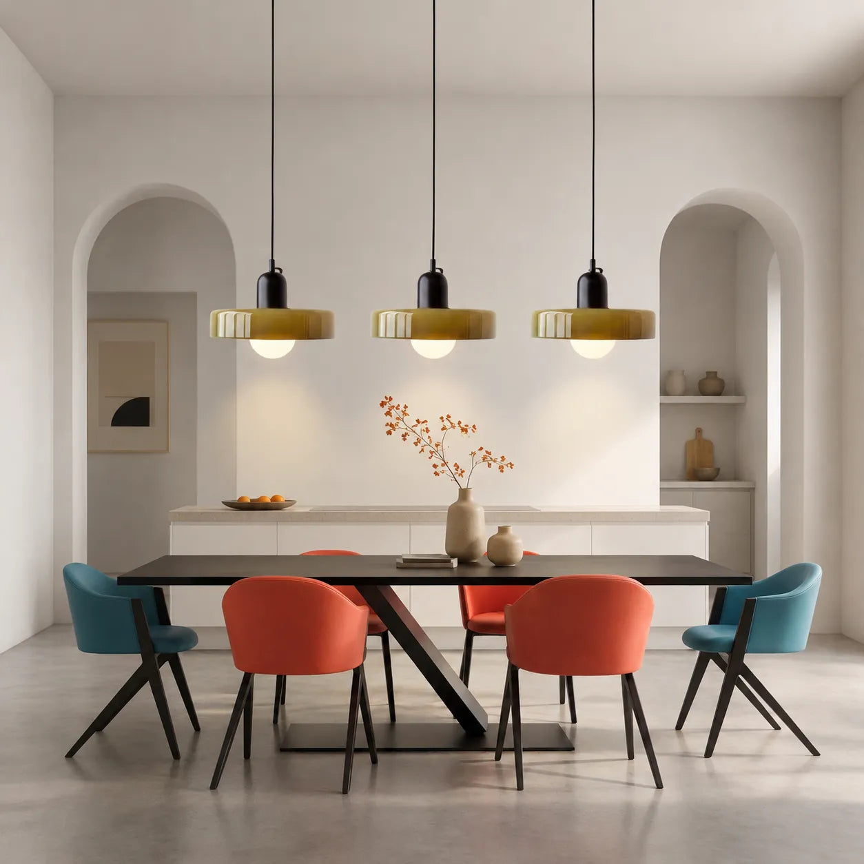 Yvette 3-Head Bauhaus Pendant Light