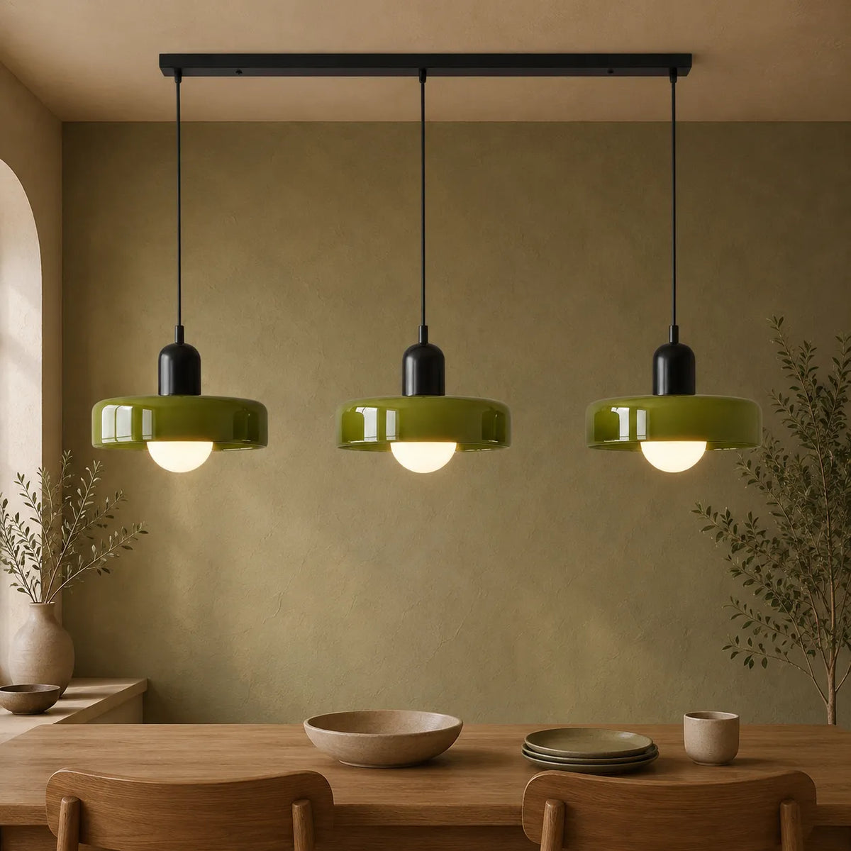 Yvette Bauhaus 3-Light Glass Linear Pendant Light