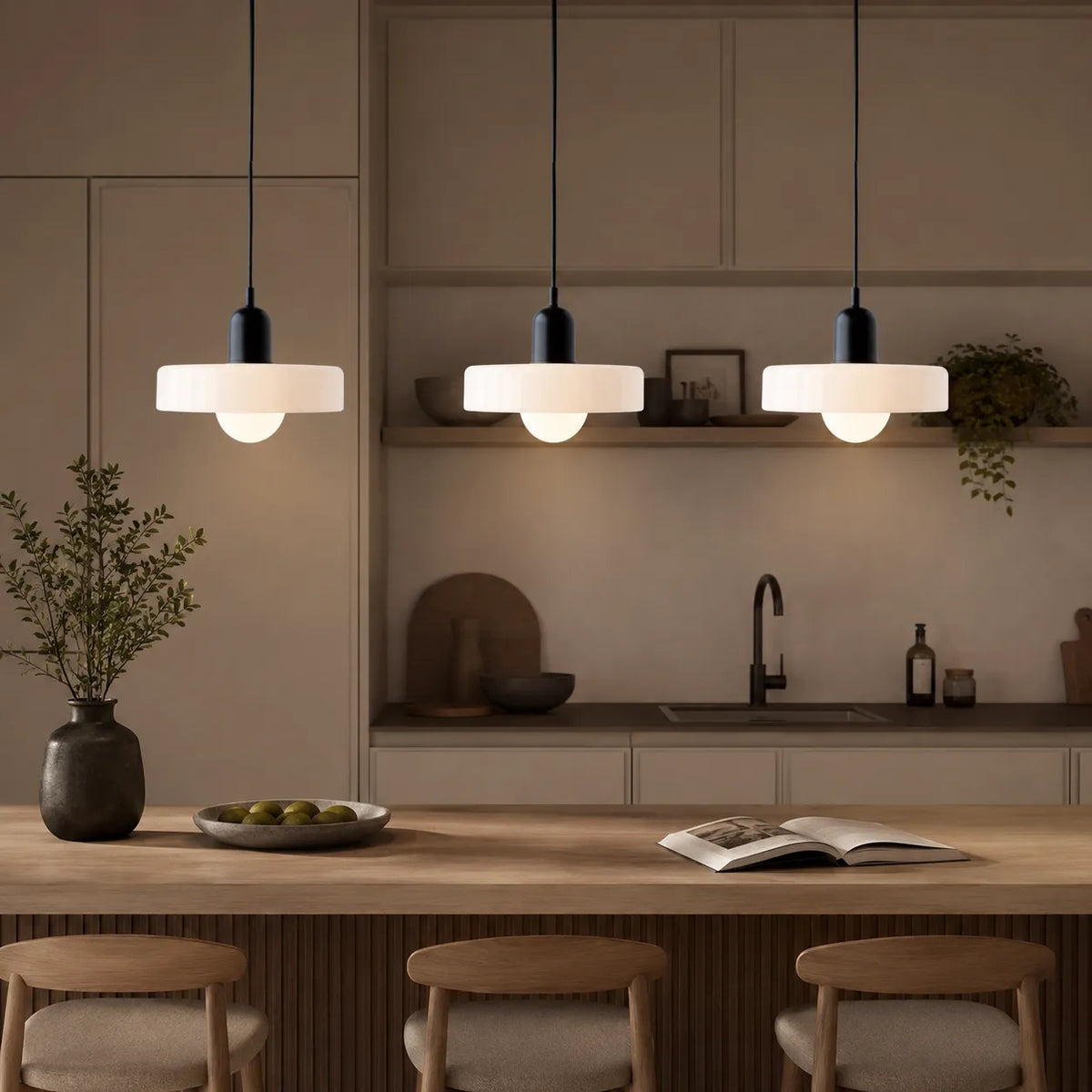 Yvette Bauhaus 3-Light Glass Linear Pendant Light