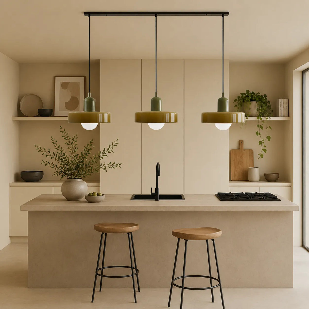 Yvette Bauhaus 3-Light Glass Linear Pendant Light