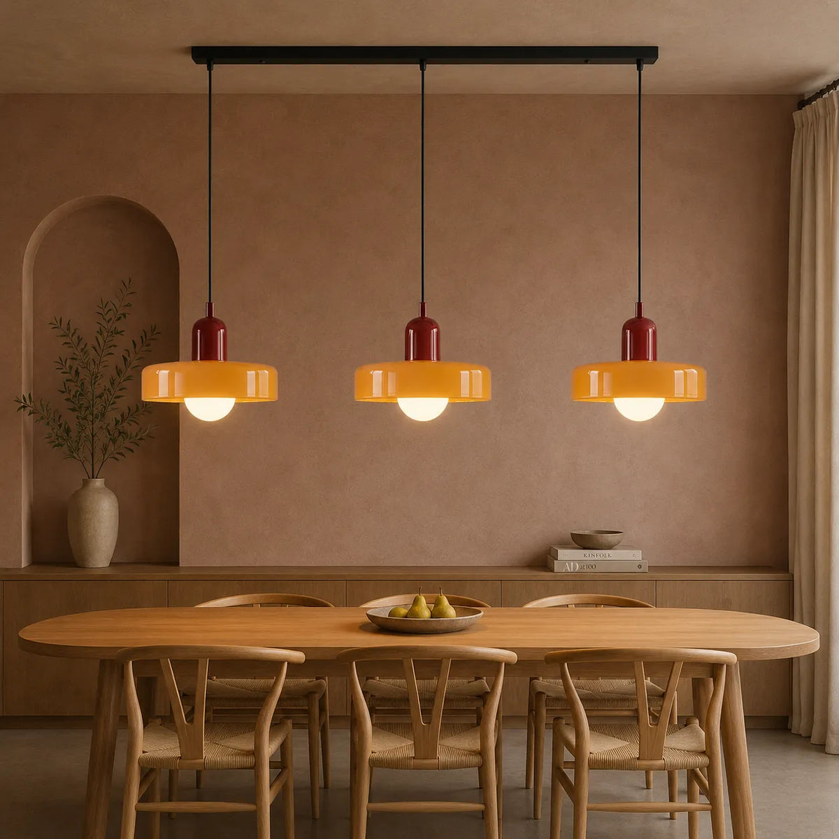 Yvette Bauhaus 3-Light Glass Linear Pendant Light