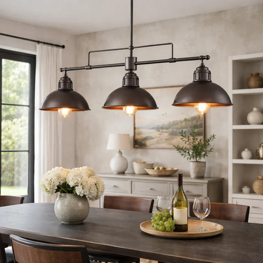 3-Light Dome Industrial Farmhouse Linear Dome Pendant