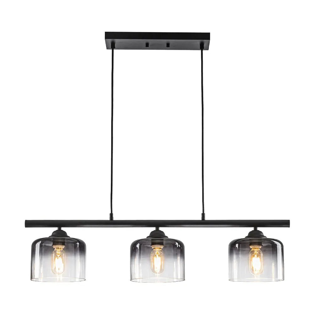 3-Light Linear Pendant Light with Smoked Glass Shades