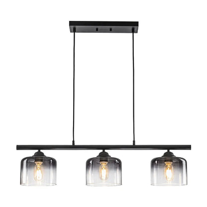 3-Light Linear Pendant Light with Smoked Glass Shades