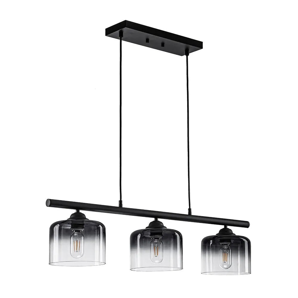 3-Light Linear Pendant Light with Smoked Glass Shades