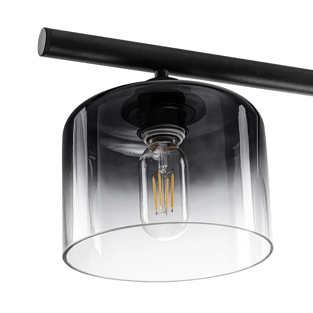 3-Light Linear Pendant Light with Smoked Glass Shades
