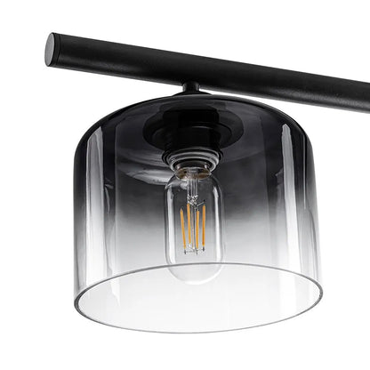 3-Light Linear Pendant Light with Smoked Glass Shades