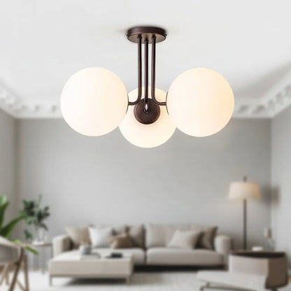 3-Light Sputnik Glass Semi Flush Mount Ceiling Light