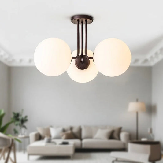 3-Light Sputnik Glass Semi Flush Mount Ceiling Light