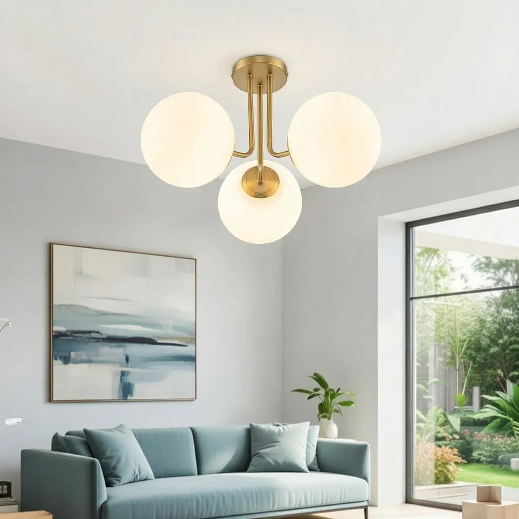 Darien Mid-Century 3-Light Frosted Glass Sputnik Ceiling Light