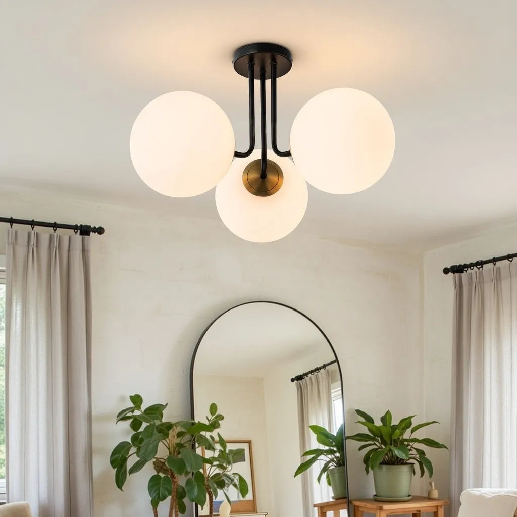 Darien Mid-Century 3-Light Frosted Glass Sputnik Ceiling Light