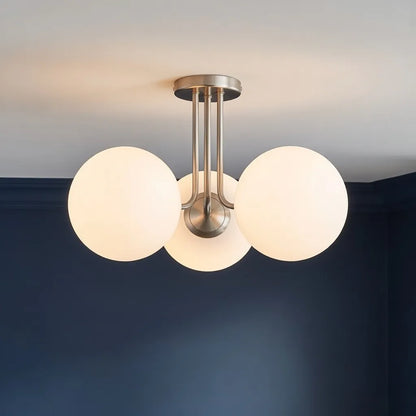 3-Light Sputnik Glass Semi Flush Mount Ceiling Light