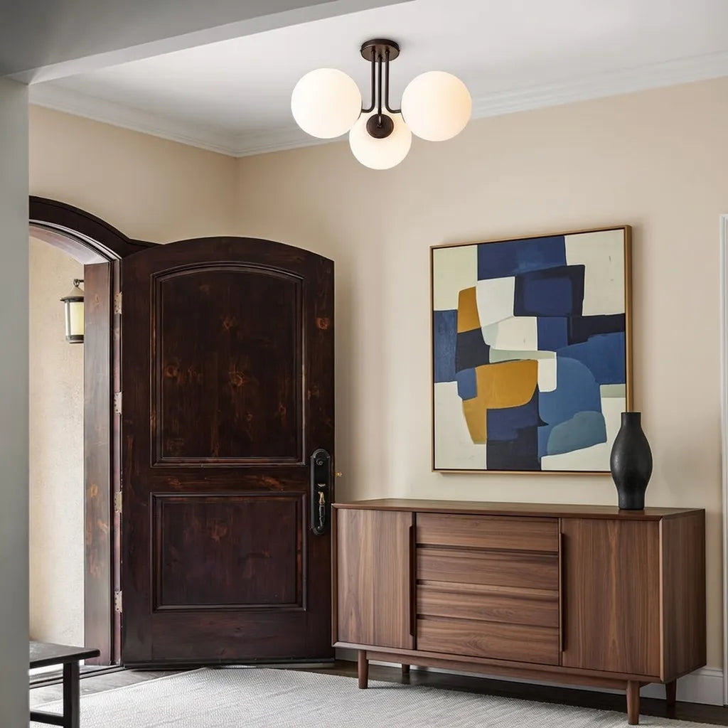 Darien Mid-Century 3-Light Frosted Glass Sputnik Ceiling Light
