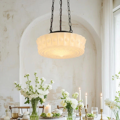 3-Light Vintage Ceramic Shade Schoolhouse Pendant Light