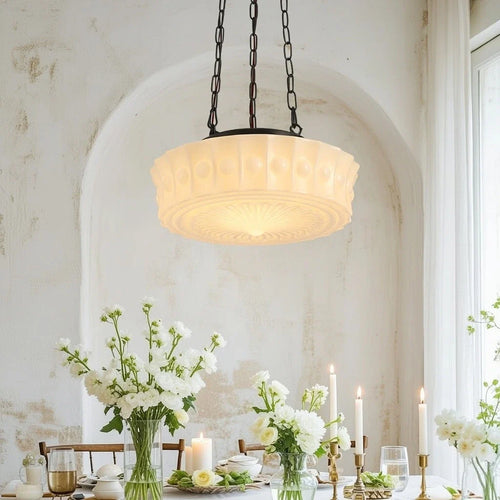 3-Light Vintage Ceramic Shade Schoolhouse Pendant Light