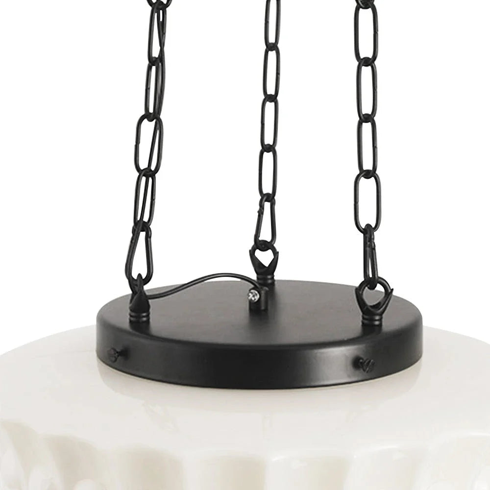 3-Light Vintage Ceramic Shade Schoolhouse Pendant Light